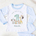 Safari Jungle Animal First Birthday Pyjamas , When I Wake Up I Will Be One Custom 1st Birthday Pjs, Personalized First Birthday Pjs