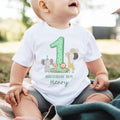 Safari Sage Green Birthday Boy Party T-shirt Top, Personalised 1st Birthday design Tee Outfit