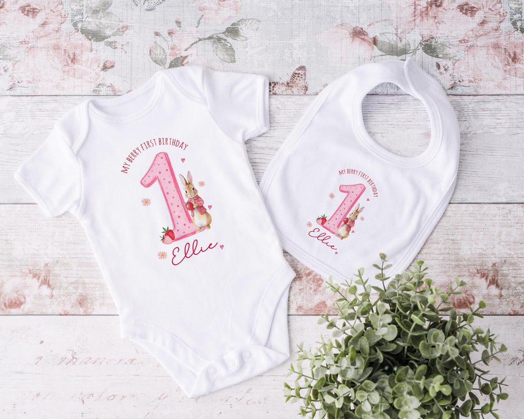 berry first birthday outfit, 1st bday strawberry bunny theme party tshirt