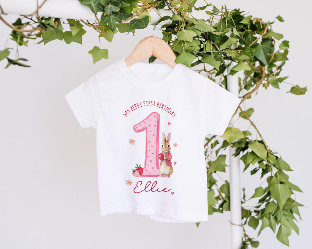 berry first birthday outfit, 1st bday strawberry bunny theme party tshirt