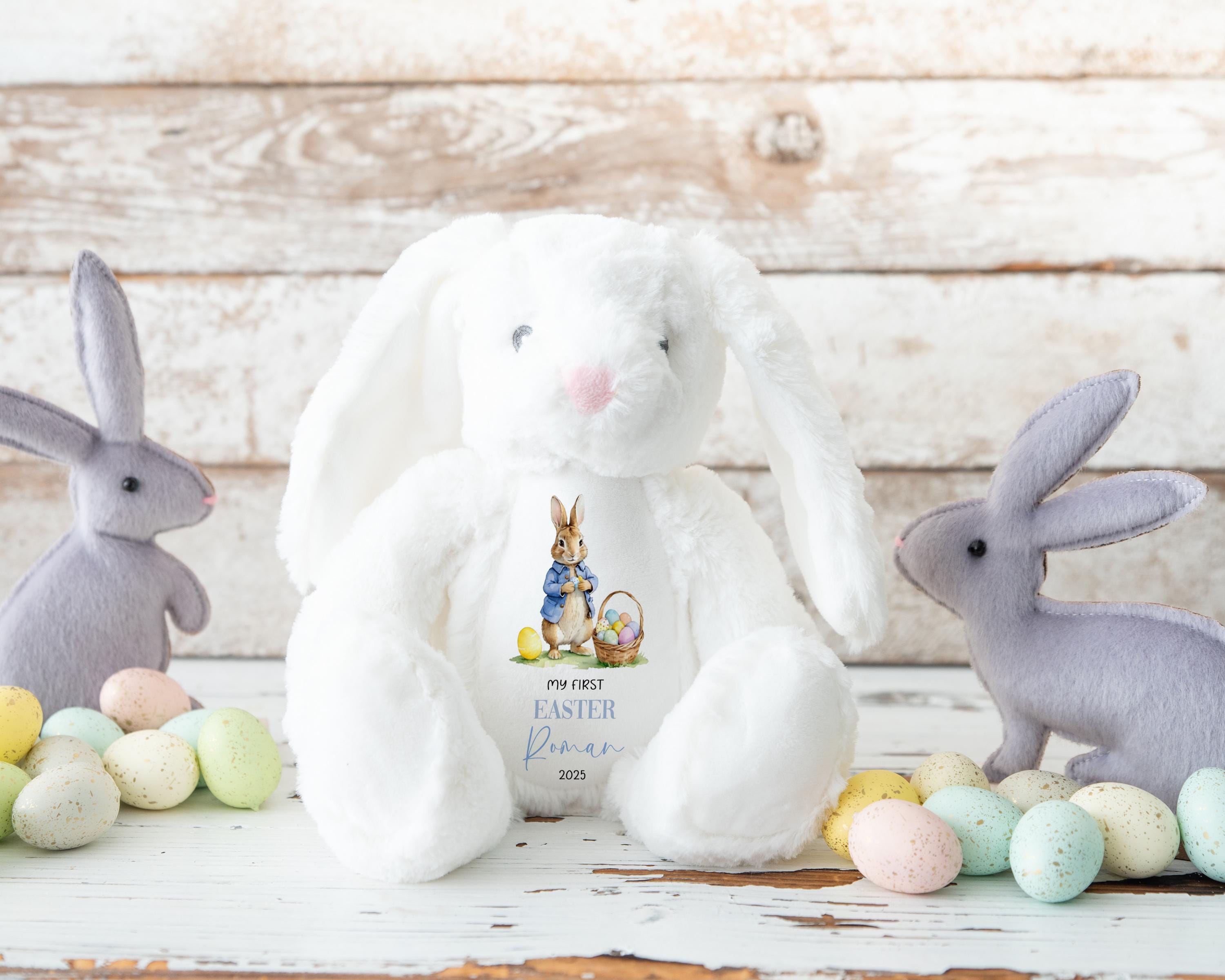 Personalised Peter Rabbit Bunny Teddy Plushie Baby's First Easter Children's Kids Name Gift Present Keepsake 1st Easter Gift For Grandson