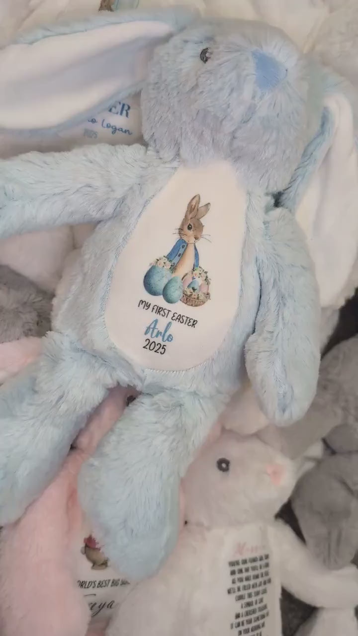 My First Easter Rabbit Teddy Gift, 1st Easter Keepsake, Easter Bunny Toy, Personalised Easter Bunny Soft Toy, Personalised Name Bunny